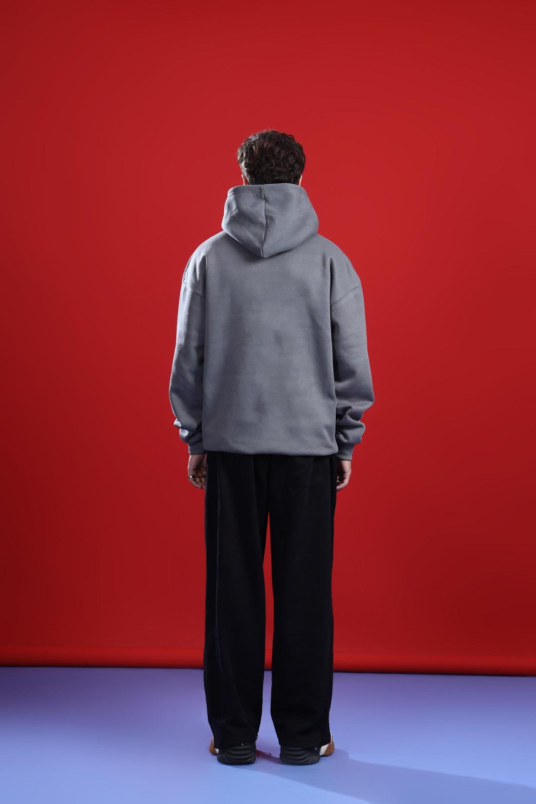 STEEL GRAY OVERSIZED BASIC HOODIE