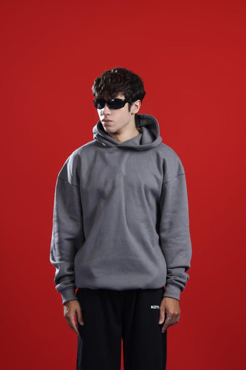 STEEL GRAY OVERSIZED BASIC HOODIE