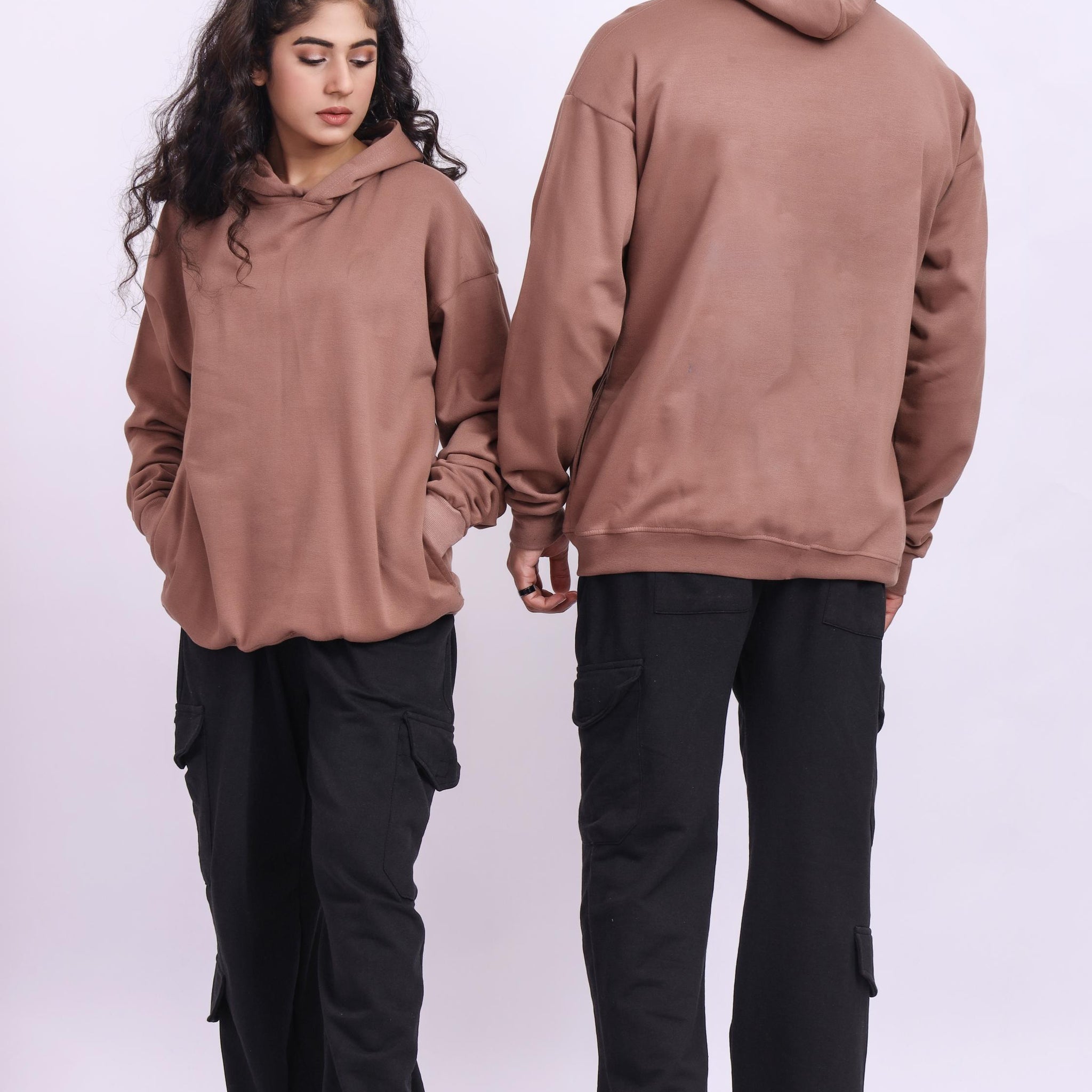 BROWN OVERSIZED BASIC HOODIE