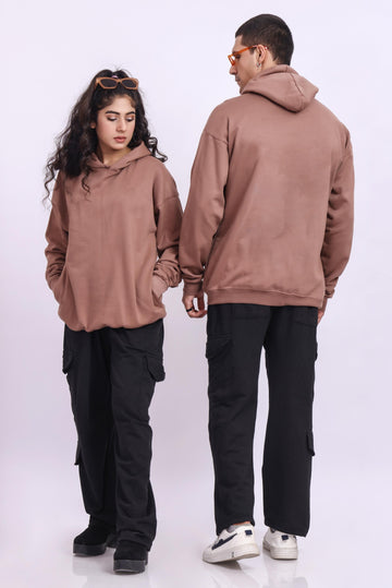 BROWN OVERSIZED BASIC HOODIE