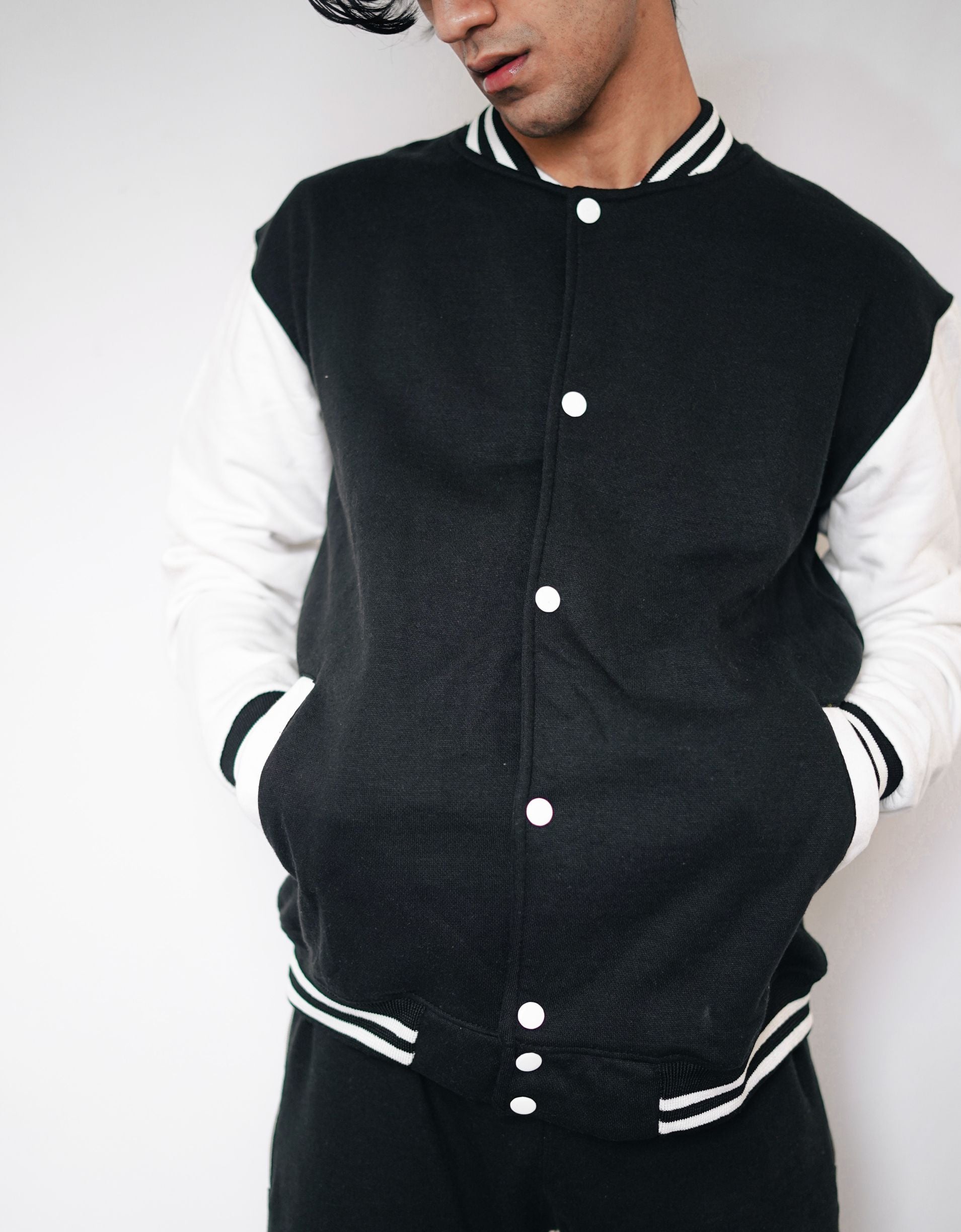 Varsity jacket black and on sale grey