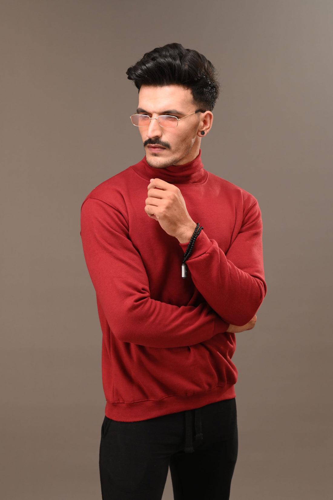 Maroon Basic Mock Neck