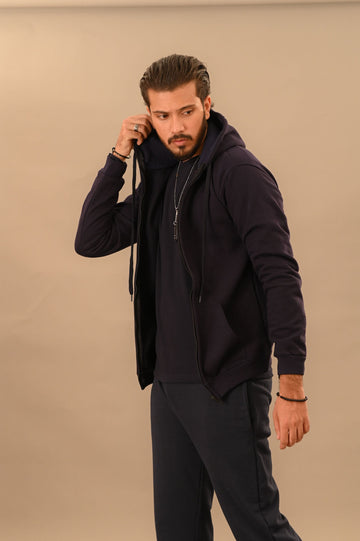 Navy Blue Zipper Hoodie