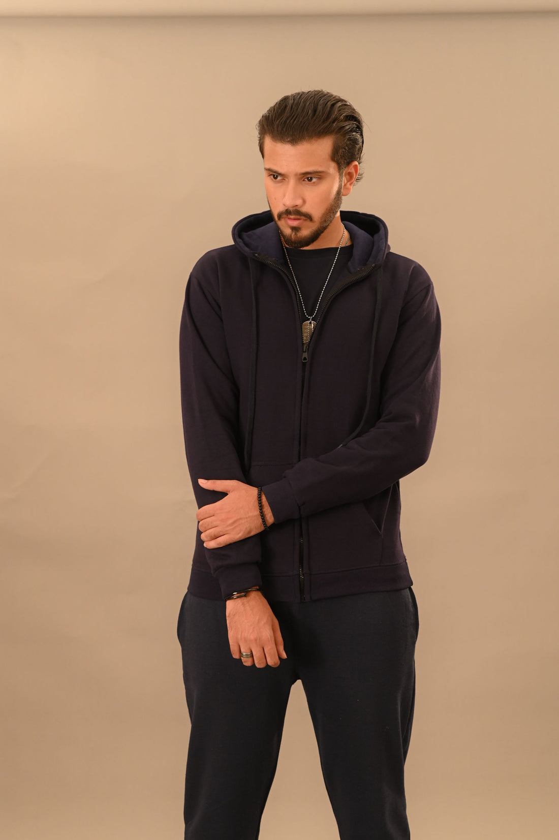 Navy Blue Zipper Hoodie